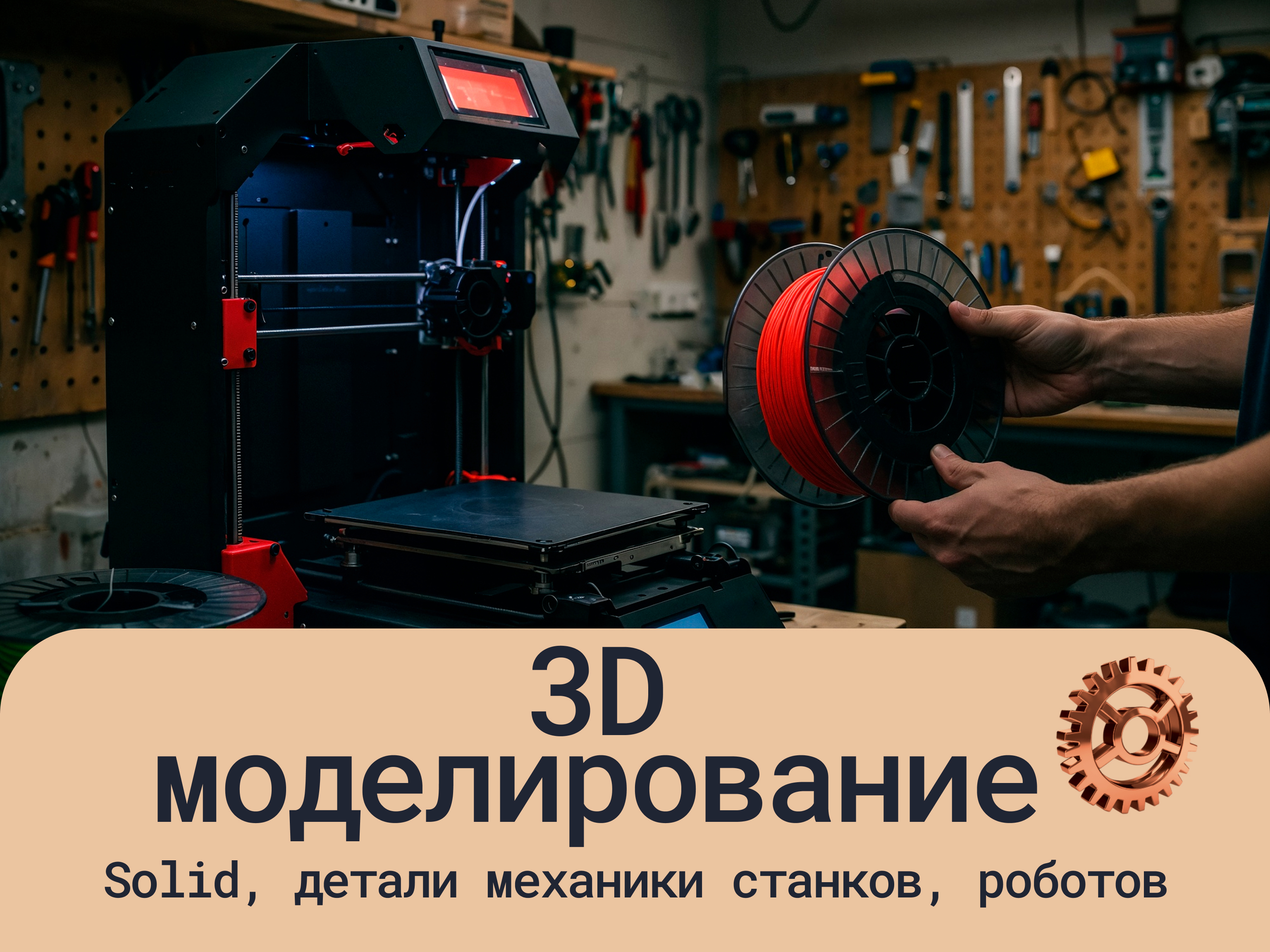 3Д Моделирование (solid, детали механики станков,роботов)